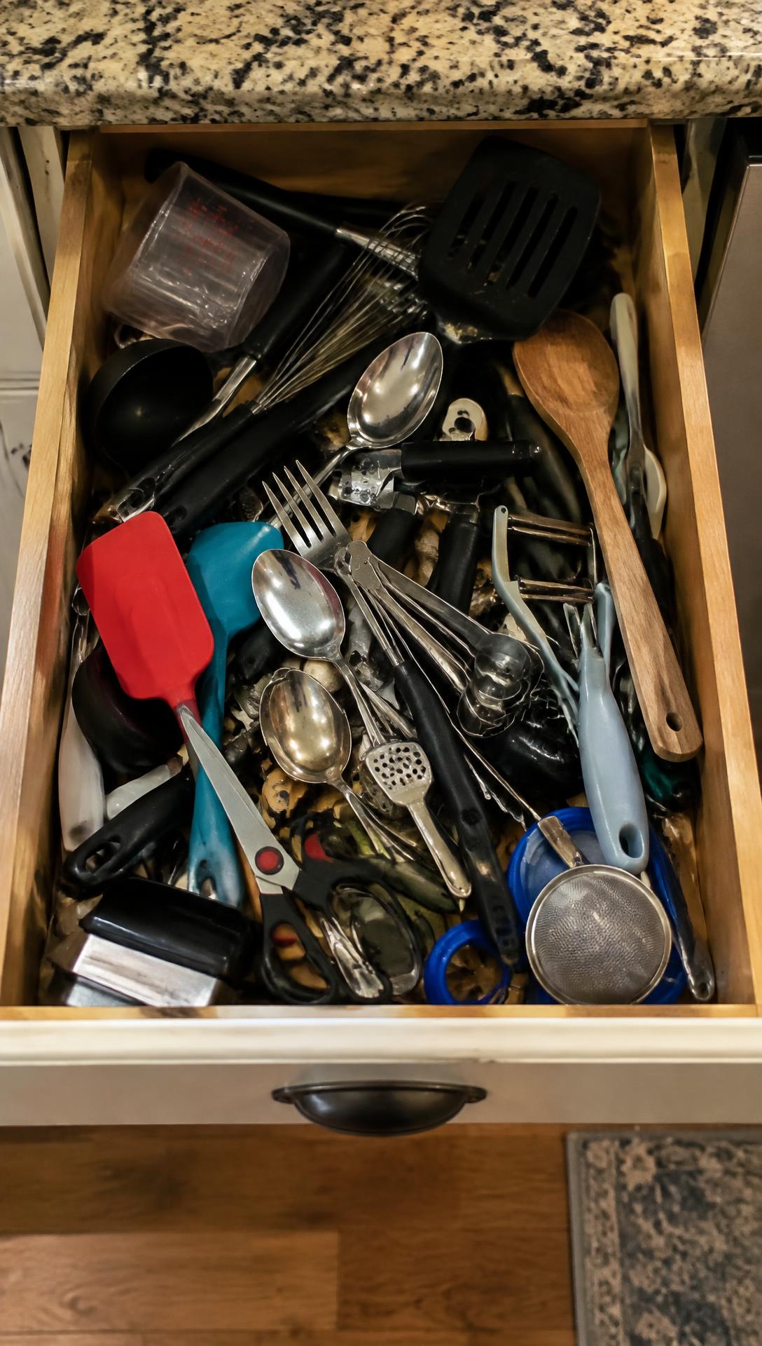 Utensil drawers are a jumble